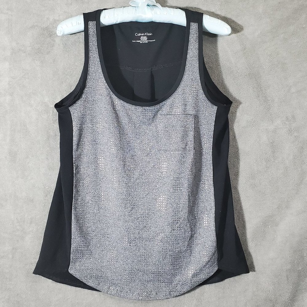 Calvin Klein Dressy Studded Tank Top Blouse Black & Gray Size XS